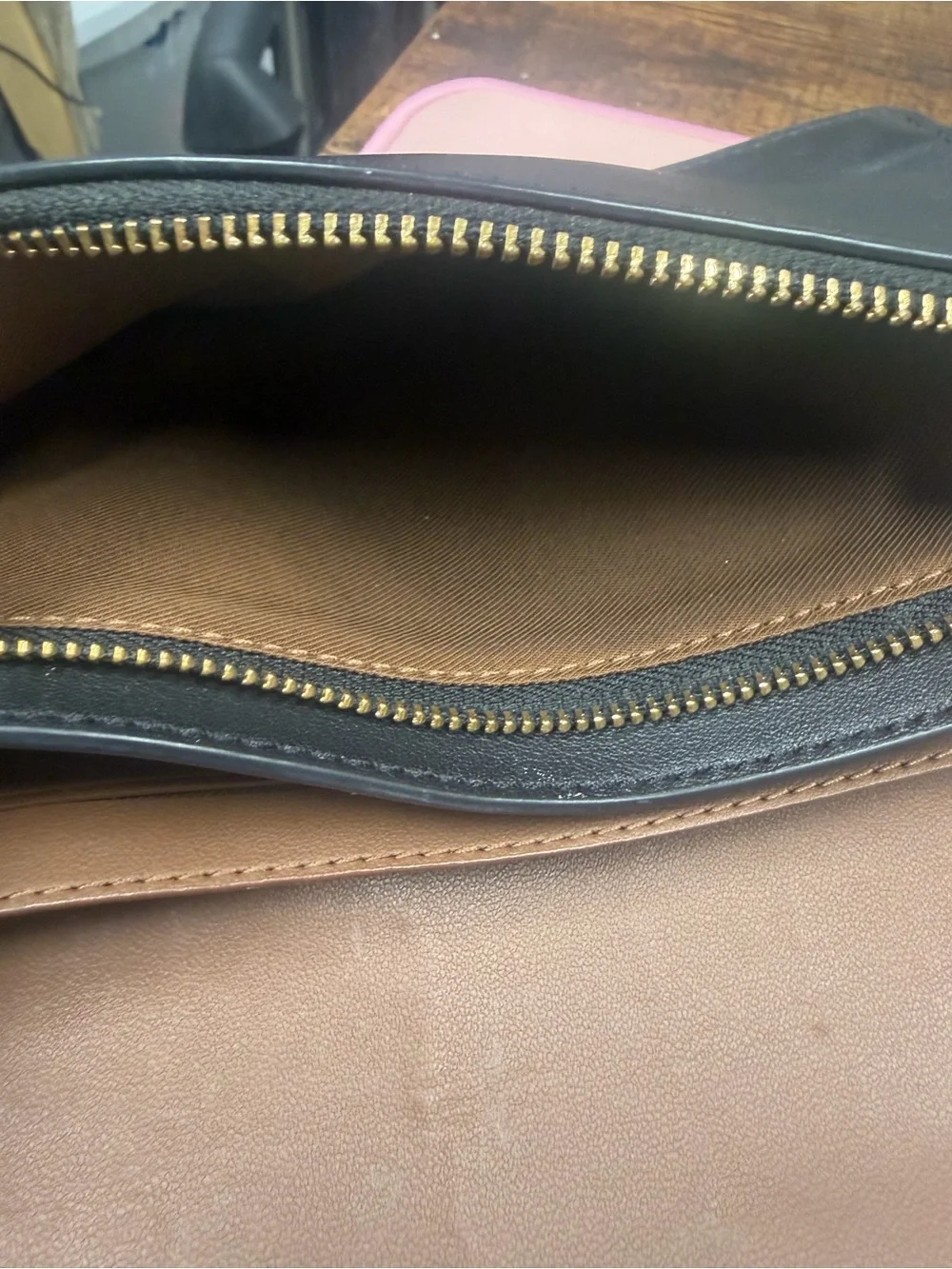 Coach Brown Signature Canvas Crossbody with Black Strap leather interior